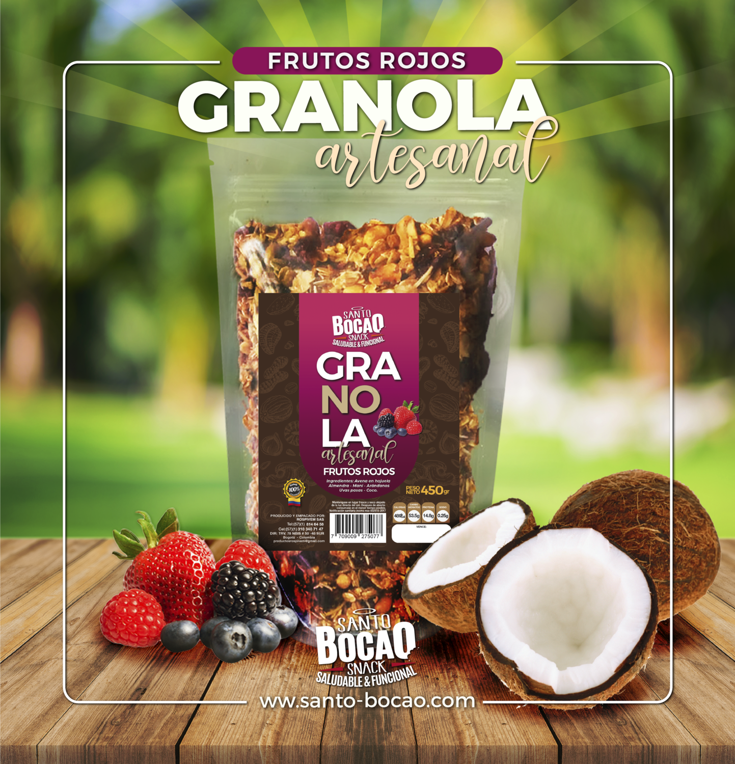 Granola Artesanal Frutos Rojos x 450gr