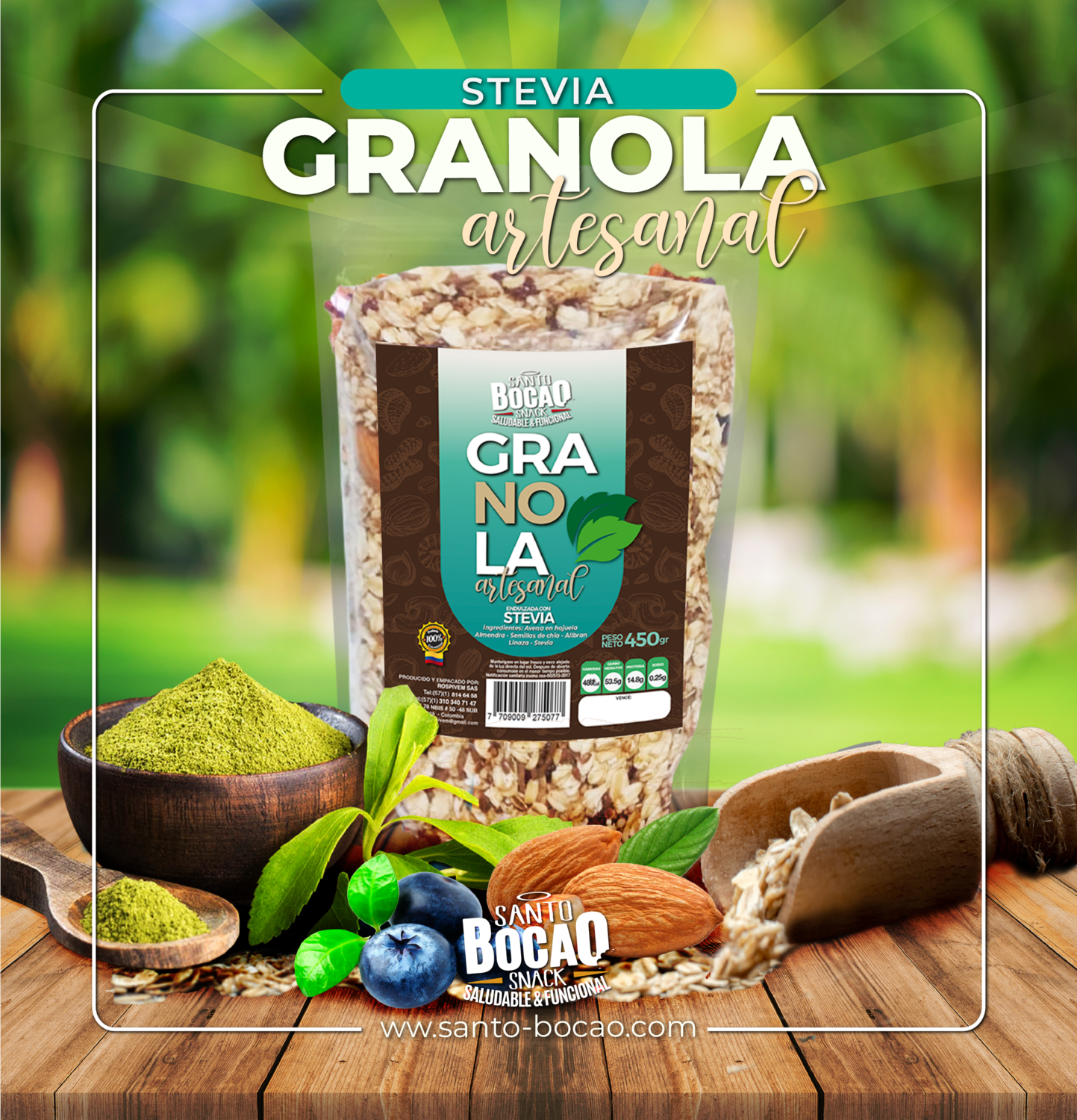 ​Granola Artesanal con Stevia x 450gr