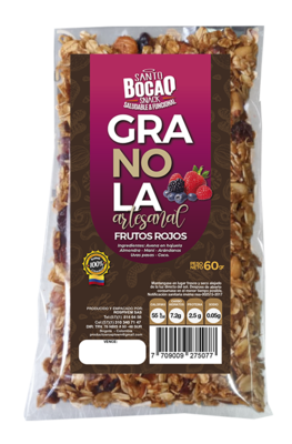 Six Pack. Granola Artesanal (2 Und de cada sabor Frutos Rojos - Mango - Piña  60 gr C/u).