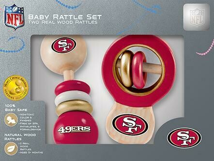 San Francisco 49ers Real Wood Baby Rattles
