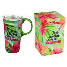 Just Another Day in Paradise Ceramic Travel Cup, 17 OZ. ,W/Box And Tritan Lid