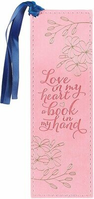 With Love Pink Faux Leather Bookmark