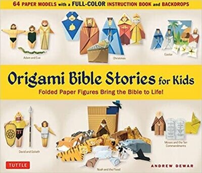 Origami Bible Stories for Kids Kit: Folded Paper Figures and Stories Bring the Bible to Life! 64 Paper Models with a full-color instruction book and 4 backdrops