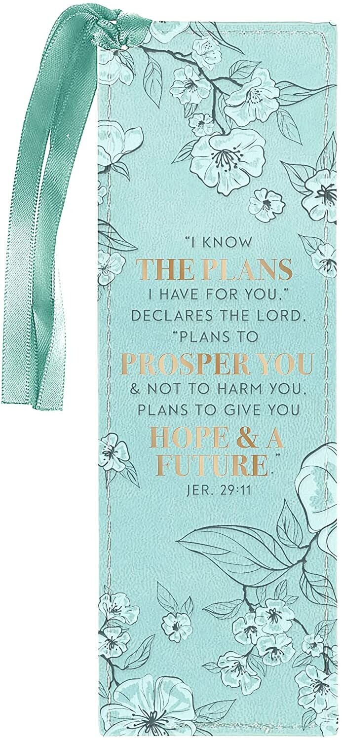 Light Blue Faux Leather Bookmark Hope and a Future Jeremiah 29:11