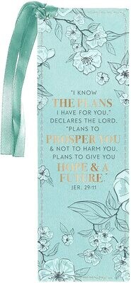 Light Blue Faux Leather Bookmark Hope and a Future Jeremiah 29:11
