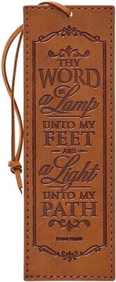 Brown Faux Leather Bookmark Thy Word Psalm 119:105