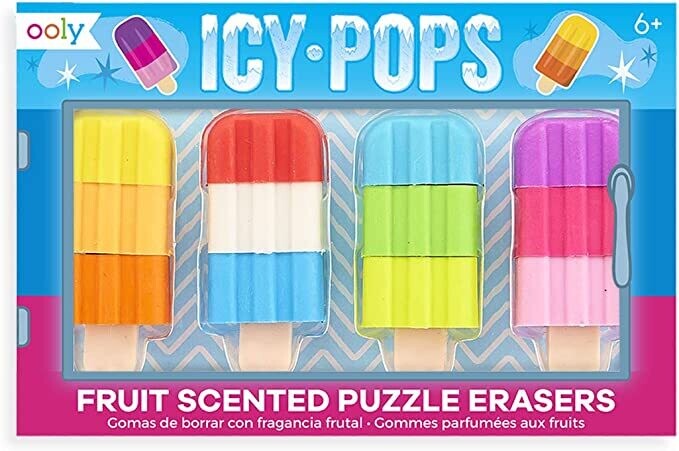 Icy Pops Fruit-Scented Puzzle Erasers - Set of 4