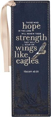 Faux Leather Heat-Debossed Bookmark for Men &amp; Women: On Wings Like Eagles - Isaiah 40:31