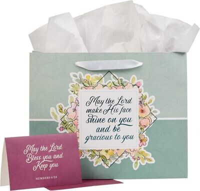 Three Piece Landscape Gift Bag for Women with Card the Lord Bless You - Numbers 6:24, Large