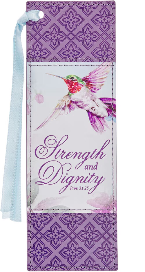 Premium Vegan Leather Scripture Bookmark for Women: Strength &amp; Dignity Inspirational Bible Verse