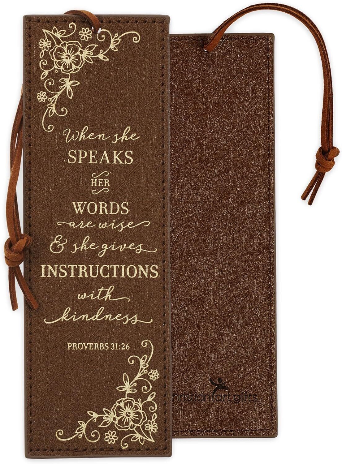 Faux Leather Bookmark When She Speaks Her Words are Wise Proverbs 31