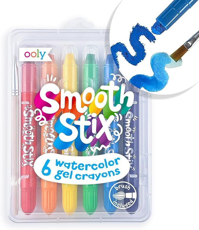 Smooth Stix Watercolor Gel Crayons &amp; Brush - 6 PC Set