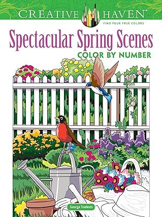 Creative Haven Spectacular Spring Scenes Color by Number (Adult Coloring Books: Seasons) Paperback – by George Toufexis