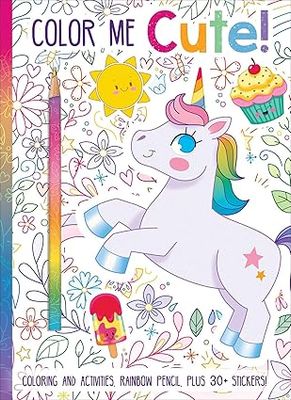 Color Me Cute! Coloring Book with Rainbow Pencil