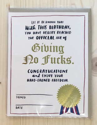 No Fucks Birthday Card