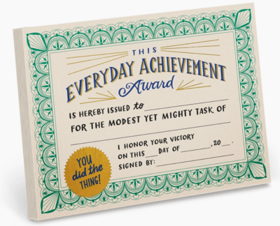 Everyday Achievement Certificate Notepad