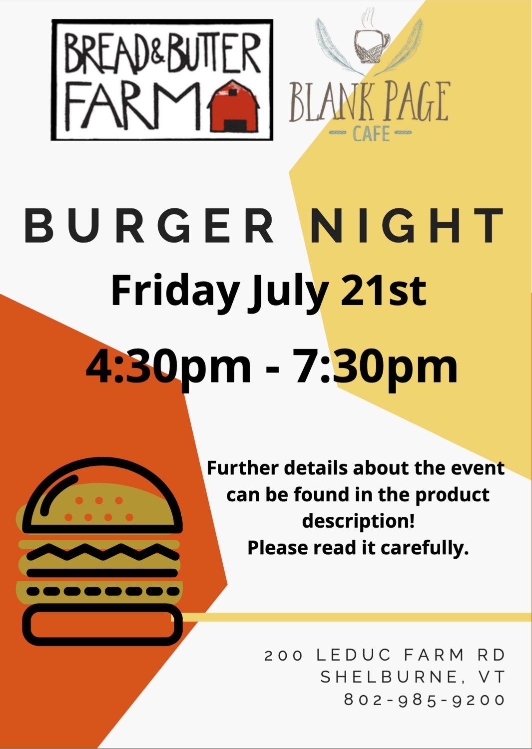 Friday July 21st 2023 --POSTPONED-- Burger Night Featuring Justin LaPoint