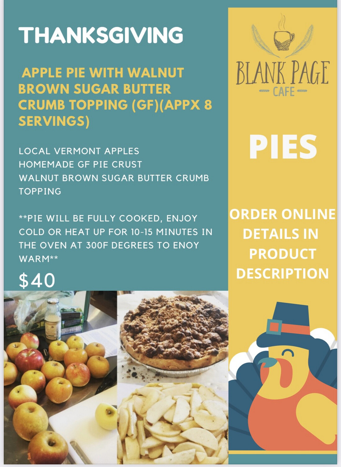 THANKSGIVING APPLE PIE - Heirloom Apple Pie w/ Walnut Brown Sugar Crumb Topping (GF)