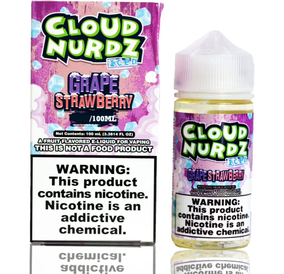Cloud Nurdz Grape Strawberry Iced 0mg 100ml
