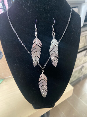 Feather Necklace and Earring Set