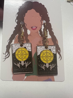 Tarot Card Earrings, Style: Wheel of Fortune