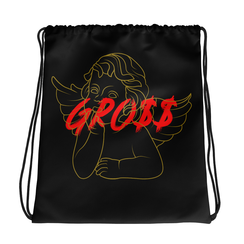 GRO$$ (RED)/HEAVENLY PIECE (GOLD) Drawstring bag (BLACK)