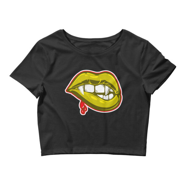 BULLYCRUSH DRIP LIP Crop Tee, Color: Black, Size: XS/SM