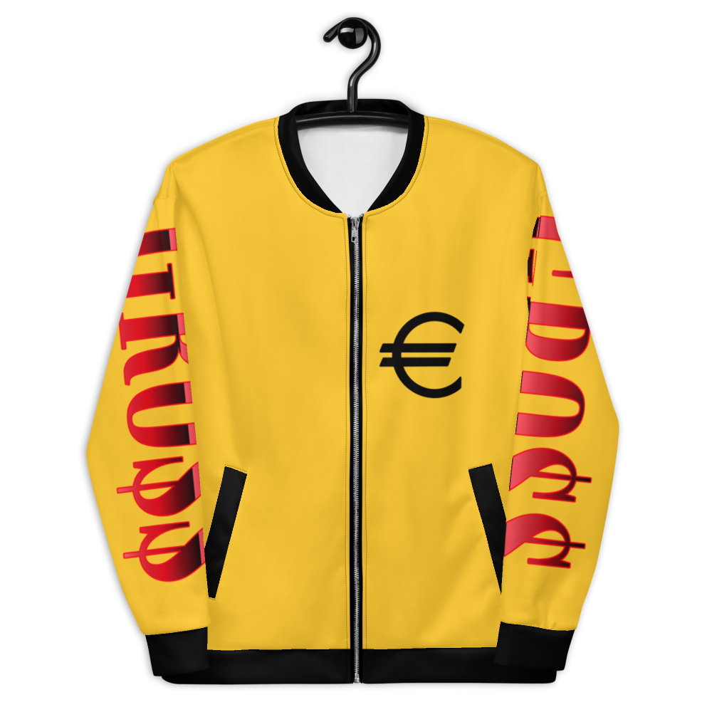 GRO$$ (RED) EURO BUST OF MOSES Unisex Bomber Jacket (YELLOW/BLACK/RED)