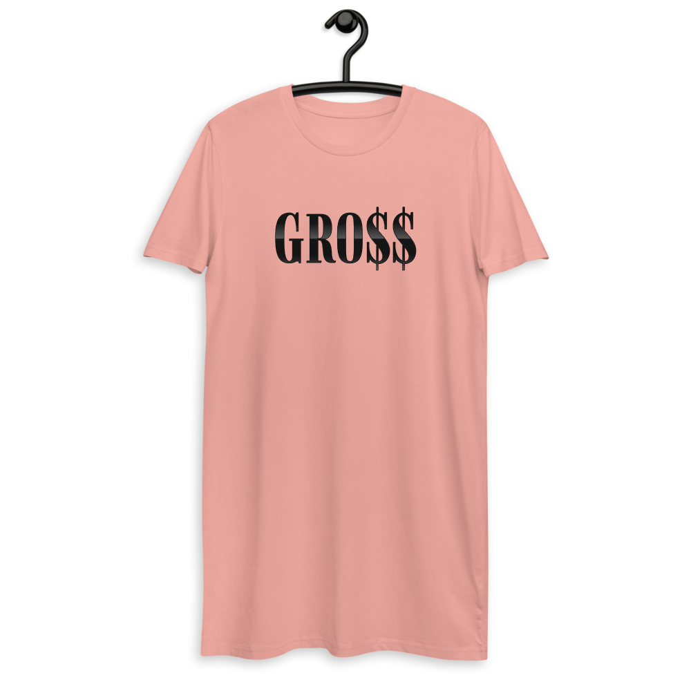 GRO$$ (BLACK) Organic cotton t-shirt dress (CANYON PINK)