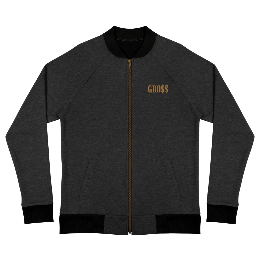 GRO$$ (OLD GOLD) PREMIUM Bomber Jacket (HEATHER BLACK)