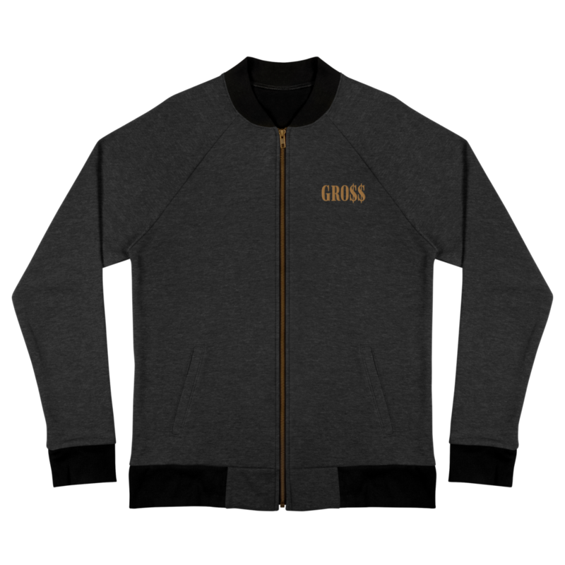 GRO$$ (OLD GOLD) PREMIUM Bomber Jacket (HEATHER BLACK)
