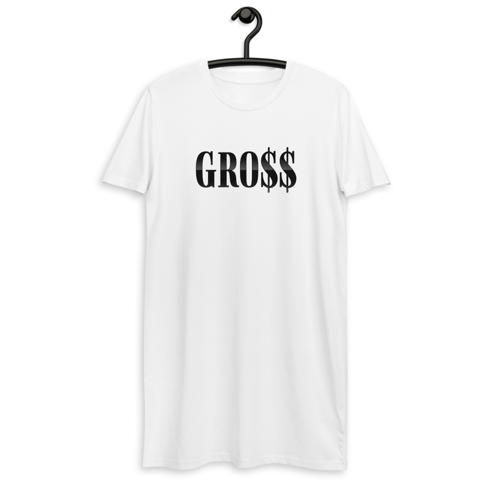 GRO$$ (BLACK) Organic cotton t-shirt dress (WHITE)
