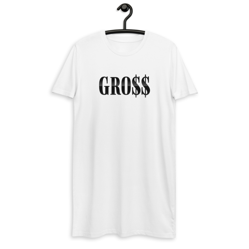 GRO$$ (BLACK) Organic cotton t-shirt dress (WHITE)