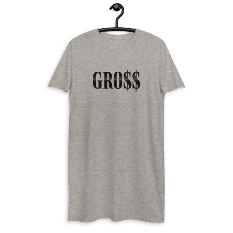 GRO$$ (BLACK) Organic cotton t-shirt dress (HEATHER GREY)