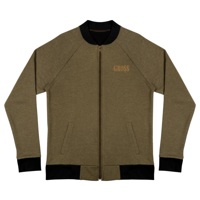 GRO$$ (OLD GOLD) PREMIUM Bomber Jacket (HEATHER MILITARY GREEN)