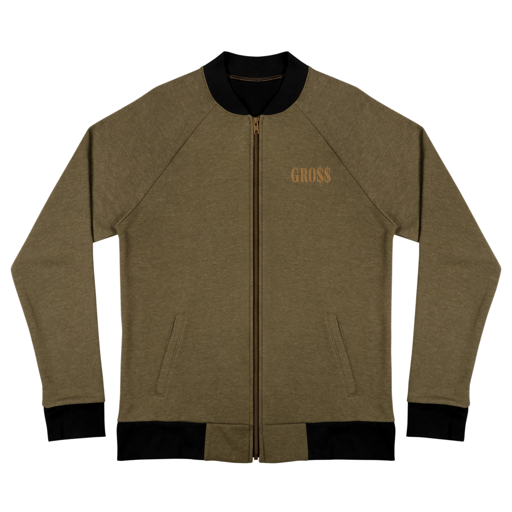 GRO$$ (OLD GOLD) PREMIUM Bomber Jacket (HEATHER MILITARY GREEN)