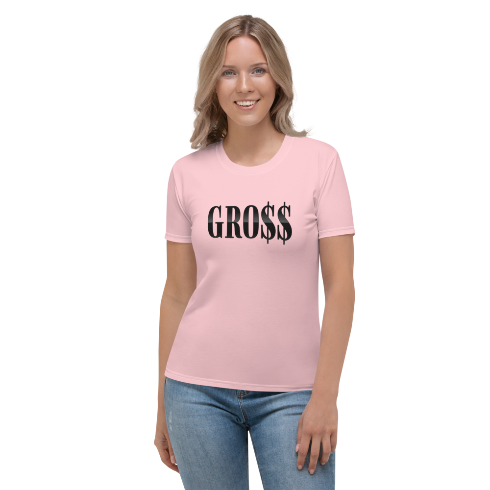 GRO$$ (BLACK)PREMIUM Women's T-shirt (PINK), Size: XS