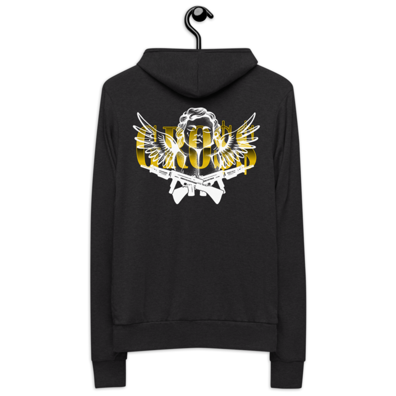 2 GRO$$ (GOLD) HEAVENLY PIECE PREMIUM Unisex zip hoodie (CHARCOAL BLACK)