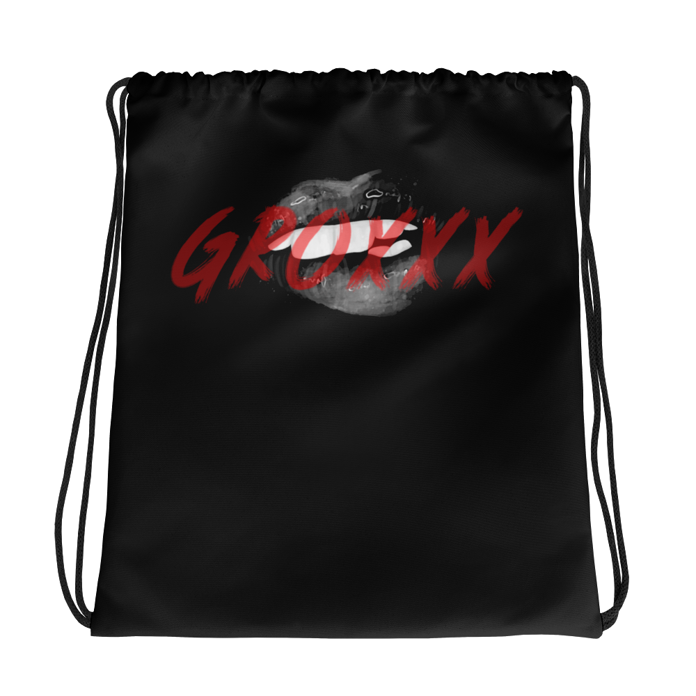 GROXXX (RED) DRIP LIP (BLACK) Drawstring bag (BLACK)
