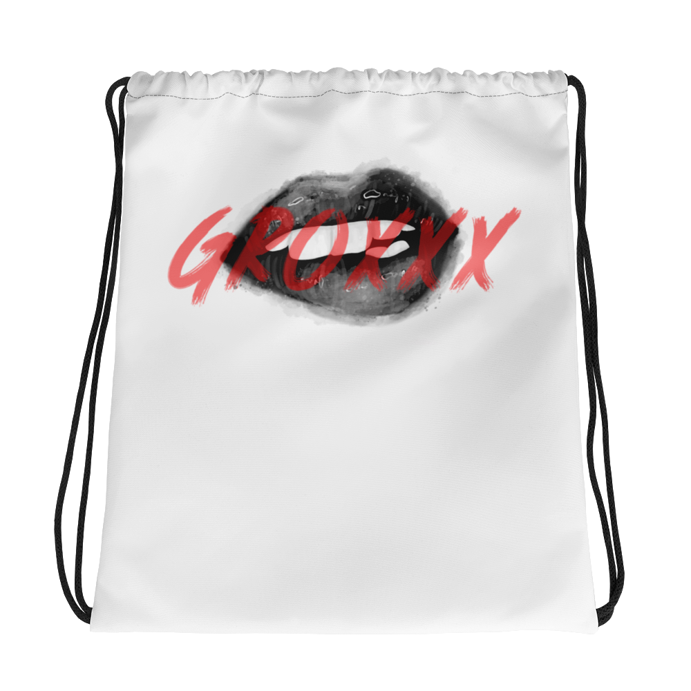 GROXXX (RED) DRIP LIP (BLACK) Drawstring bag (WHITE)