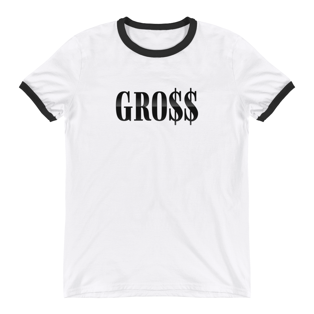 GRO$$ (BLACK) PREMIUM Ringer T-Shirt, Size: S