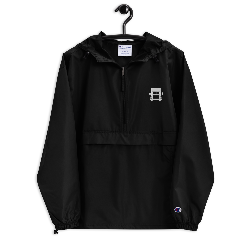 BIG TRUCK AF (WHITE) LUSTER LOGISTICS Embroidered Champion Packable Jacket (BLACK)