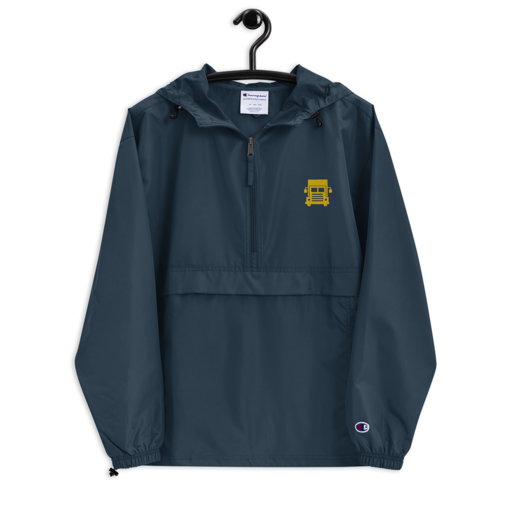 BIG TRUCK AF (YELLOW GOLD) LUSTER LOGISTICS Embroidered Champion Packable Jacket (NAVY)
