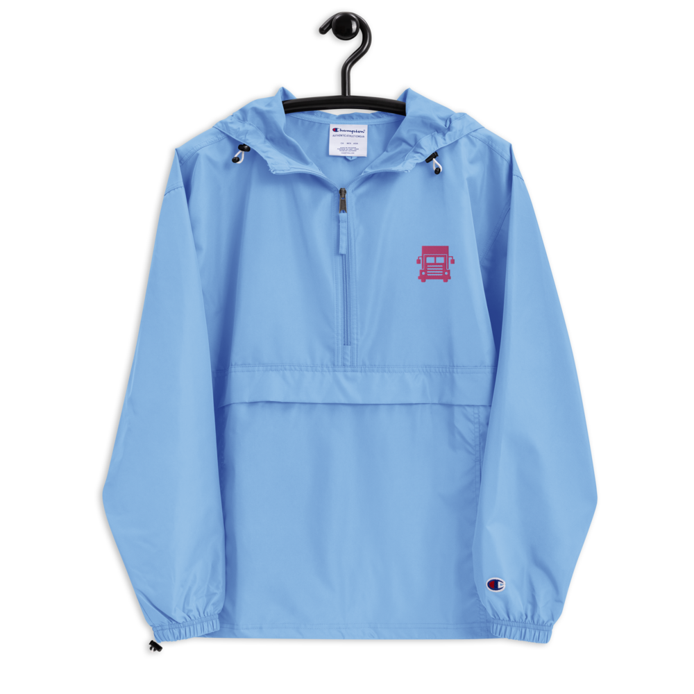 BIG TRUCK AF (PINK) LUSTER LOGISTICS Embroidered Champion Packable Jacket (LIGHT BLUE)