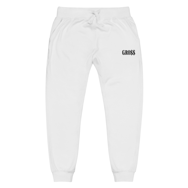 GRO$$ (BLACK) Unisex fleece sweatpants (WHITE)