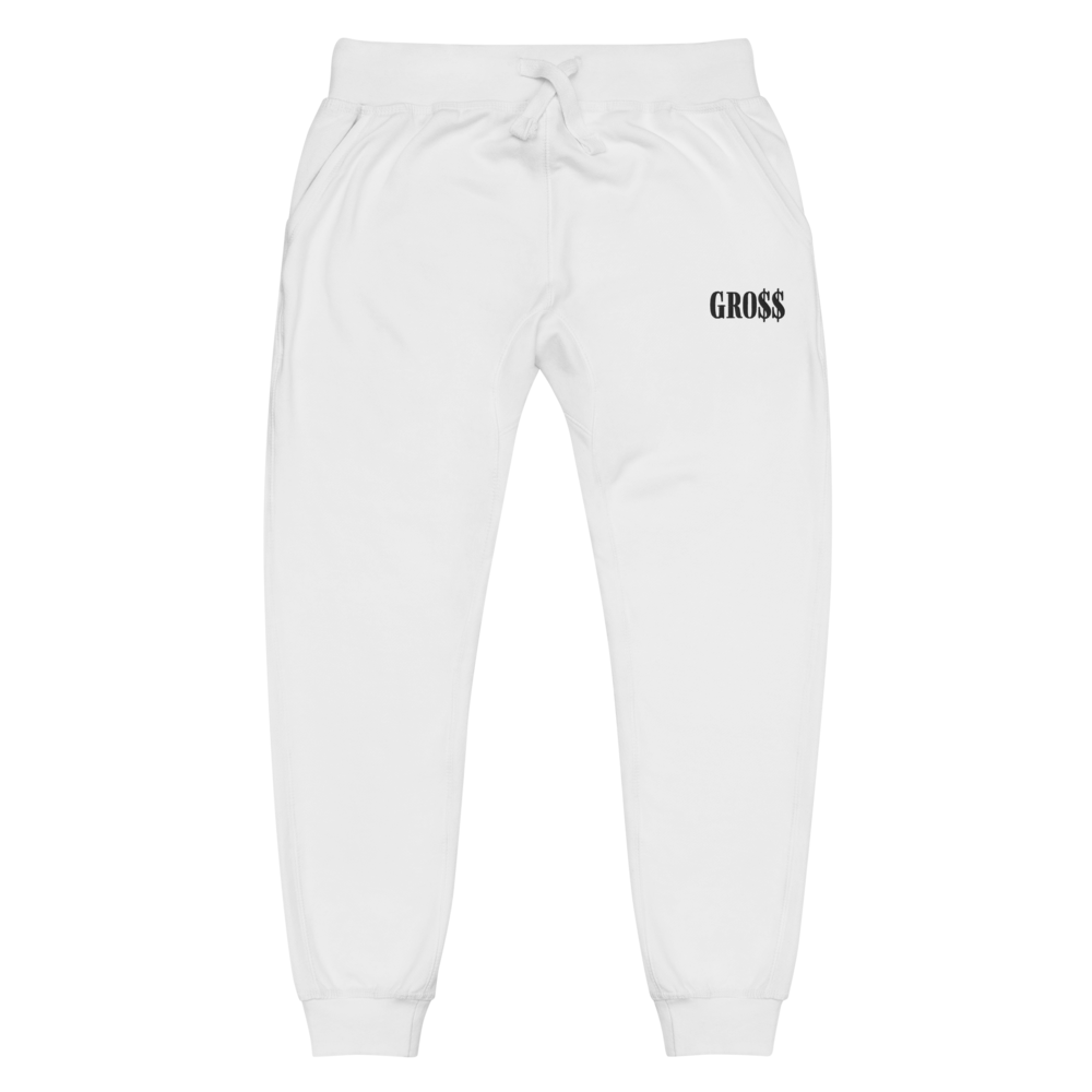 GRO$$ (BLACK) Unisex fleece sweatpants (WHITE)