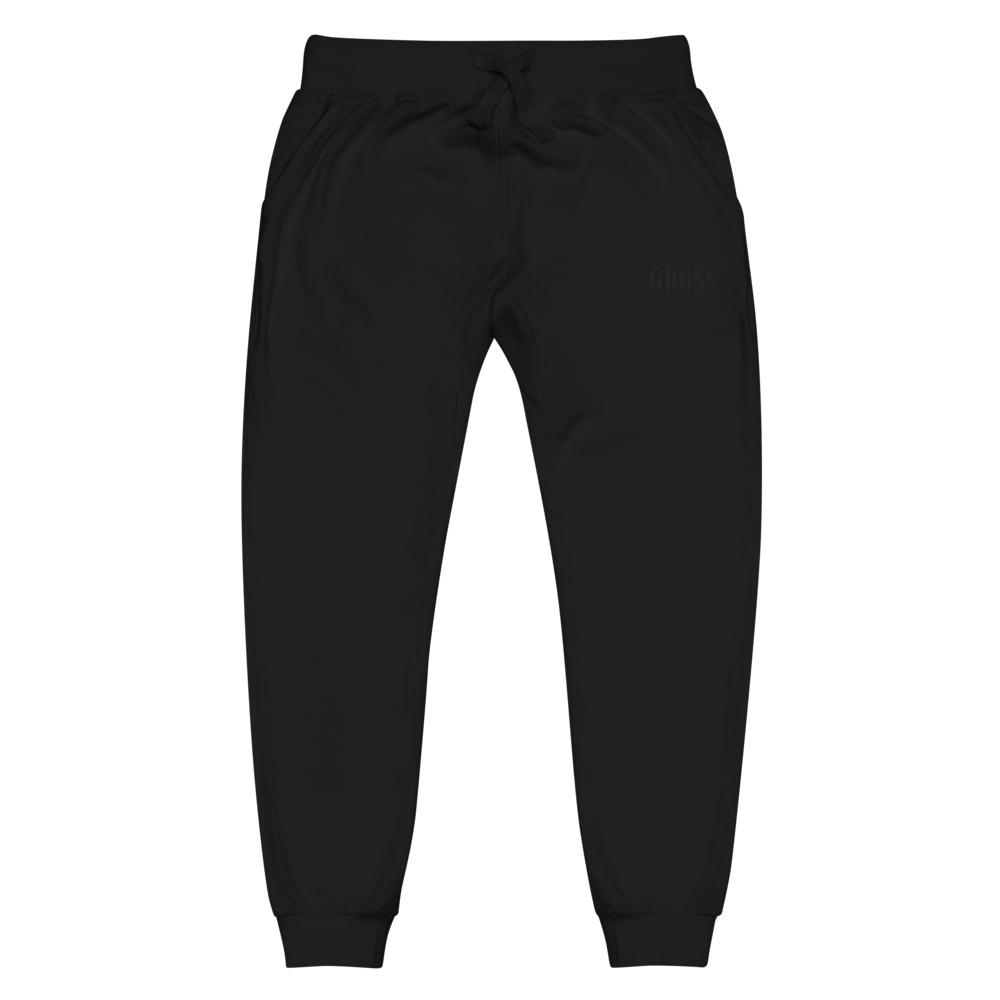 GRO$$ (BLACK) Unisex fleece sweatpants (WHITE), Color: Black, Size: XS