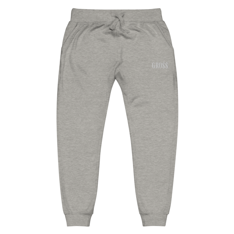 GRO$$ (WHITE) Unisex fleece sweatpants (CHARCOAL GREY)