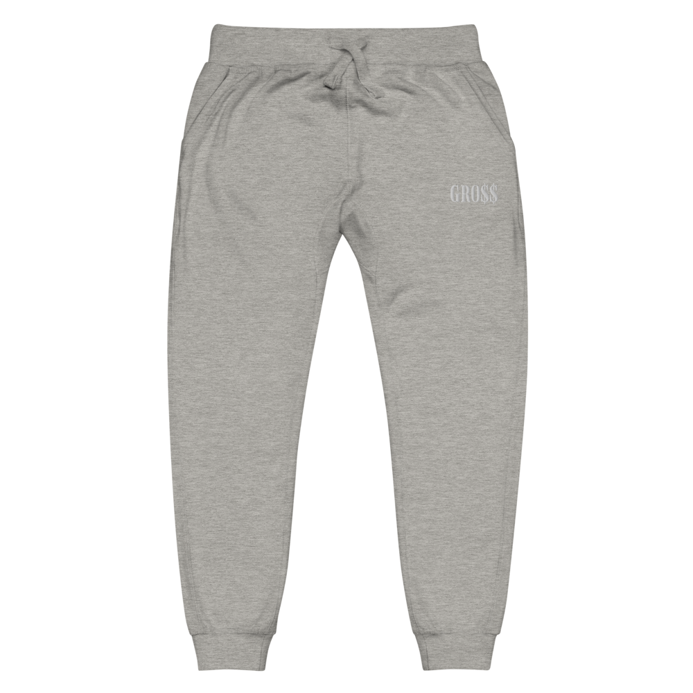 GRO$$ (WHITE) Unisex fleece sweatpants (CHARCOAL GREY)