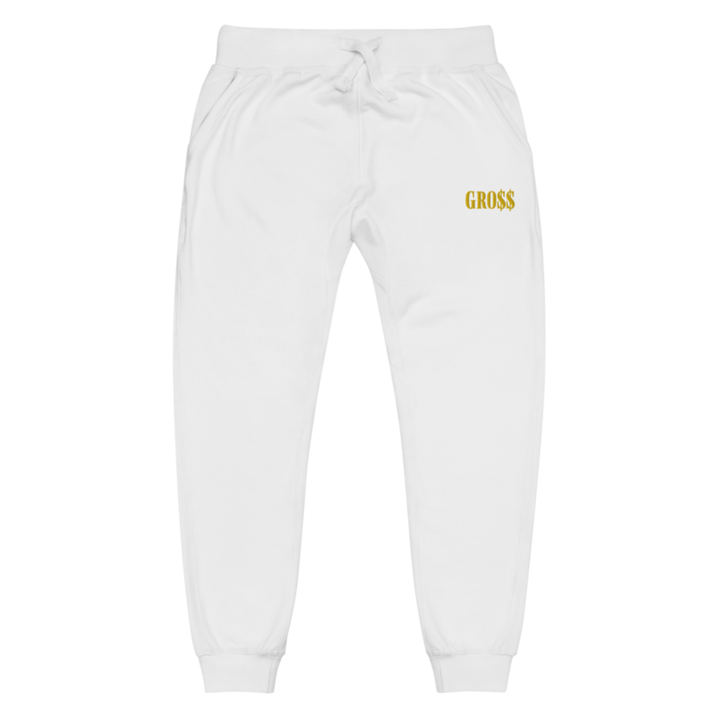 GRO$$ (YELLOW GOLD) Unisex fleece sweatpants (WHITE)